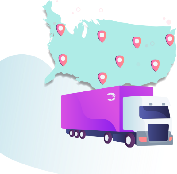 A truck traveling across the US