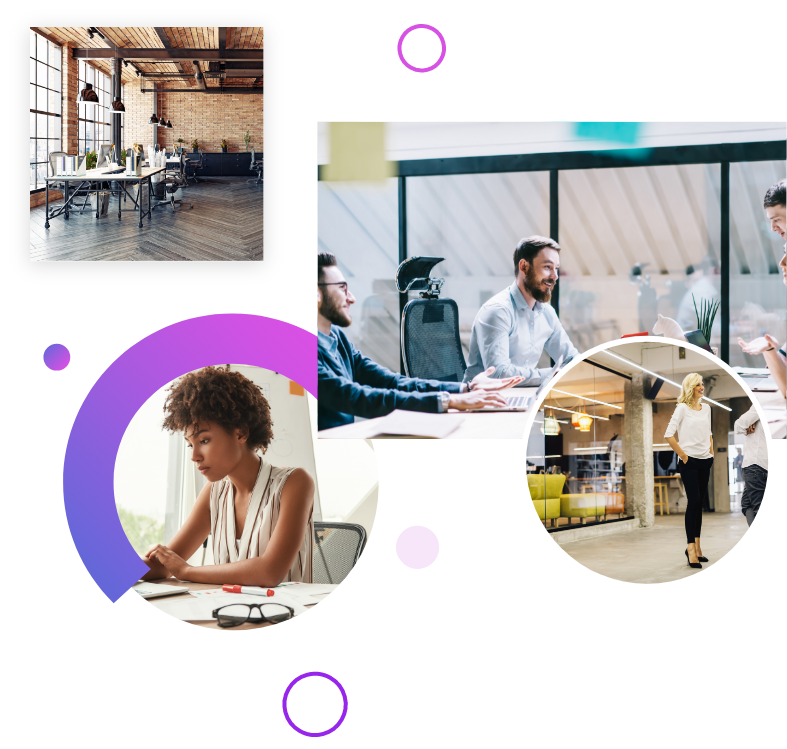 Overlapping shapes depicting a positive work environment