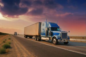 Freight truck on highway. California, USA